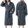NY Threads Men's Classic Belted Cosy Home Fluffy Soft Coral Fleece Hooded Robe - Plain Stylish Menswear Loungewear, Long Sleeves, Pockets, Waist Belt, Larger Sizes, Ideal Father's Day Gift