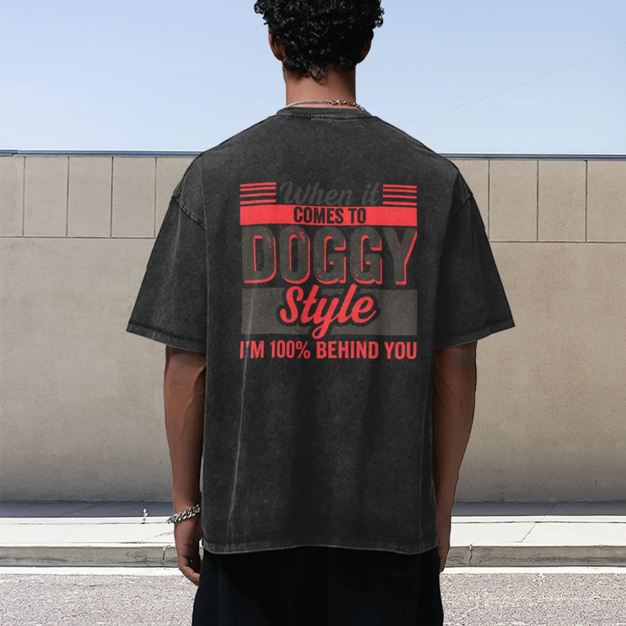 Hilarious Sarcastic Back‑Print Washed Graphic Tee, funny word‑play statement short sleeve streetwear top. Great for parties and casual hangouts, fun conversation starter. Retro washed fabric, novelty pick for humor‑loving street style fans