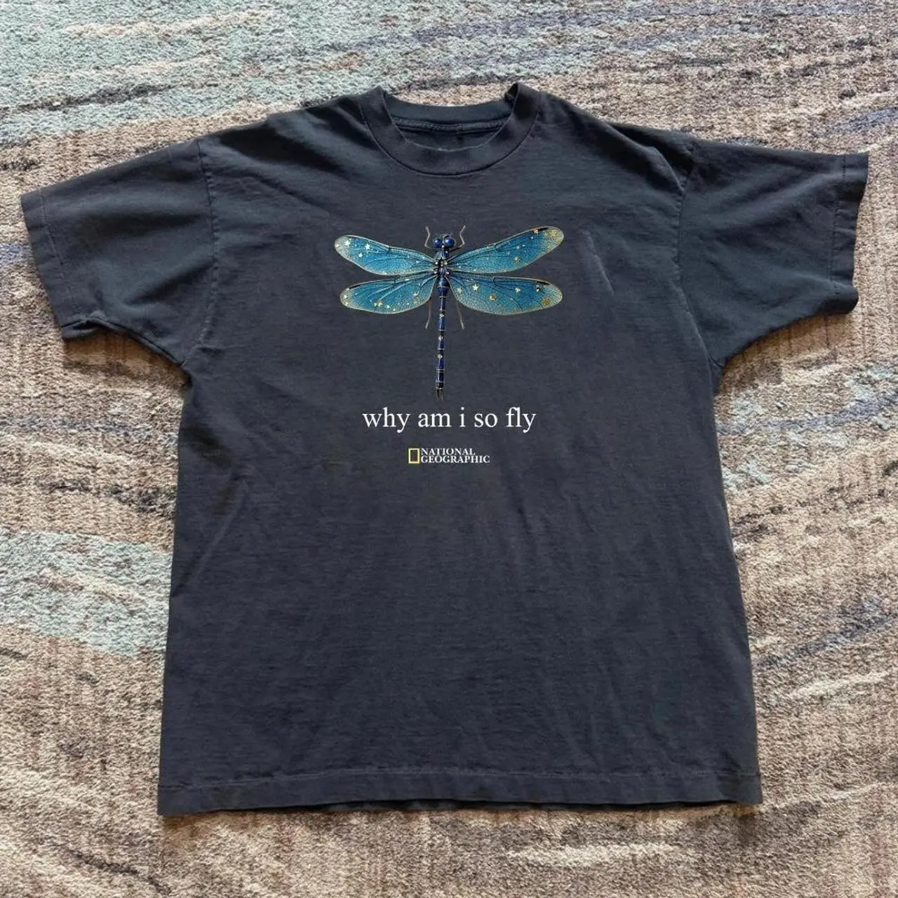 Gildan Men's and Women's T-shirt, National Geographic blue dragonfly graphic tee, Animal tee, Y2k Unisex Graphic Tees Gothic Grunge Emo Scene Amity Affliction Style Clothes Menswear Womenswear Streetwear