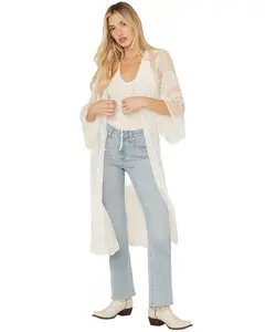 Shyanne Women's Women'S Tie-Front Embroidered Mesh Kimono - Swsp25v92-Iv