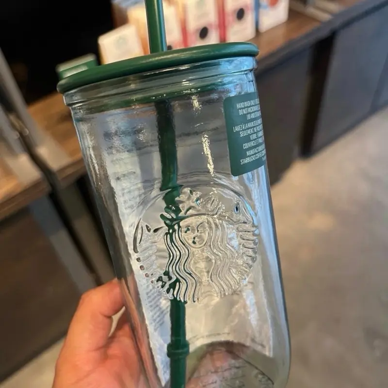 Starbucks green recycled glass cup NWT 2026 Tumbler Beverage Drinkware