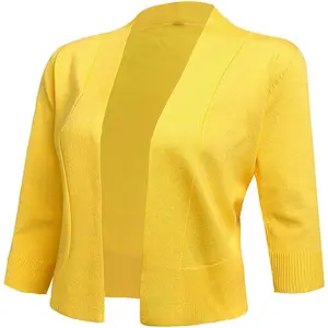 Women's 3/4 Sleeve Cropped Cardigans Sweaters Jackets Open Front Short Shrugs for Dresses