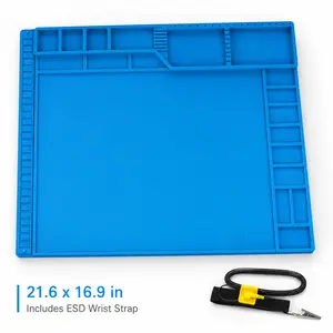 Kaisi Large Soldering Mat Heat Resistant,Silicone work mat,Magnetic solder mat,Electronic Solder Pad with Anti Static Wrist Strap for Soldering Station,Phone,Laptop,Tablet,Watch Repair outdoorfun