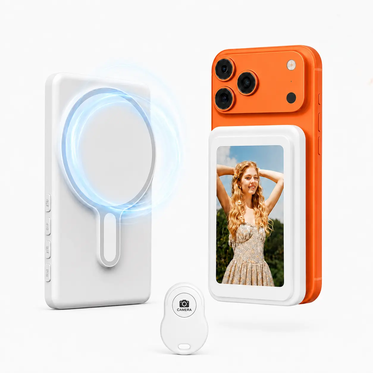 4" Magnetic Selfie Monitor Screen for Phone, Wireless 1080P Recording, Rear Camera Selfie Display with Real-Time Screen Sharing, Supports 4K Wired Recording, Compatible with iPhone & Android for TikTok, Live Streaming & Vlogging