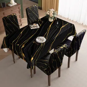2/5/7PCS restaurant chair decoration, black gold streamlined texture pattern, detachable for cleaning, dirt resistant, sewn closed, suitable for home, office, hotel chair decoration