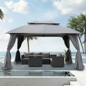 GRAND PATIO 10x13 FT backyard gazebo Double Soft Top Canopy with Curtains and Netting for Patio Sun Parasol