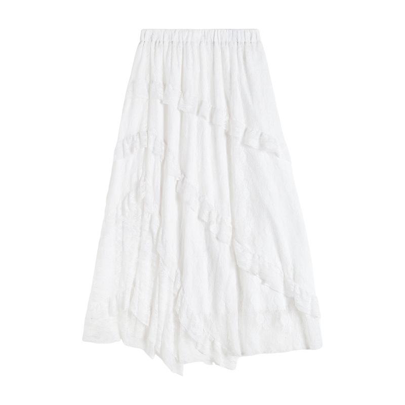 2025 Lace Skirt Women's Summer White A- line Dress Cake Dress Maxi Skirts