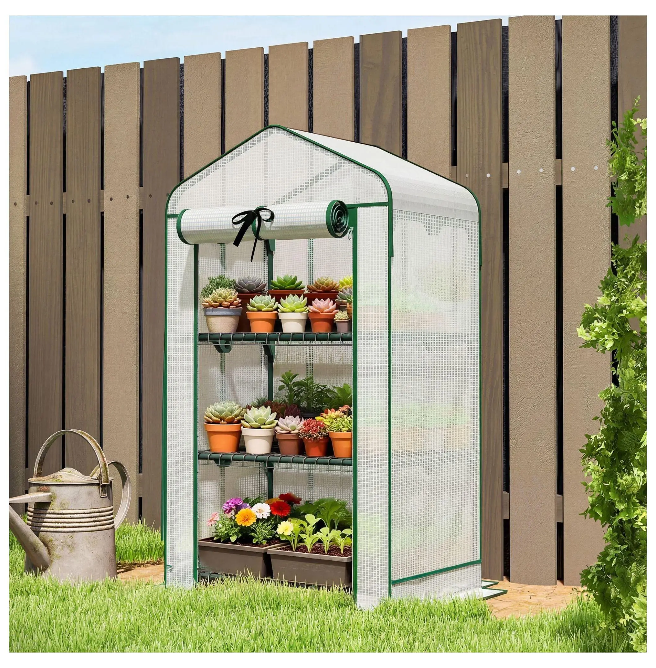 Mini Greenhouse, Portable Small Greenhouse with Roll-Up Door, 27.6x19.7x50in Default Title