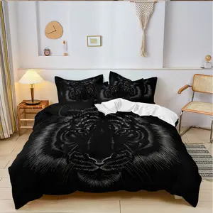 Tiger Flower Pattern, 2-3 Piece, High-Quality Print, Suitable for All Seasons, Home & Bedroom Decor, Modern Bedding Set, No Filling Included