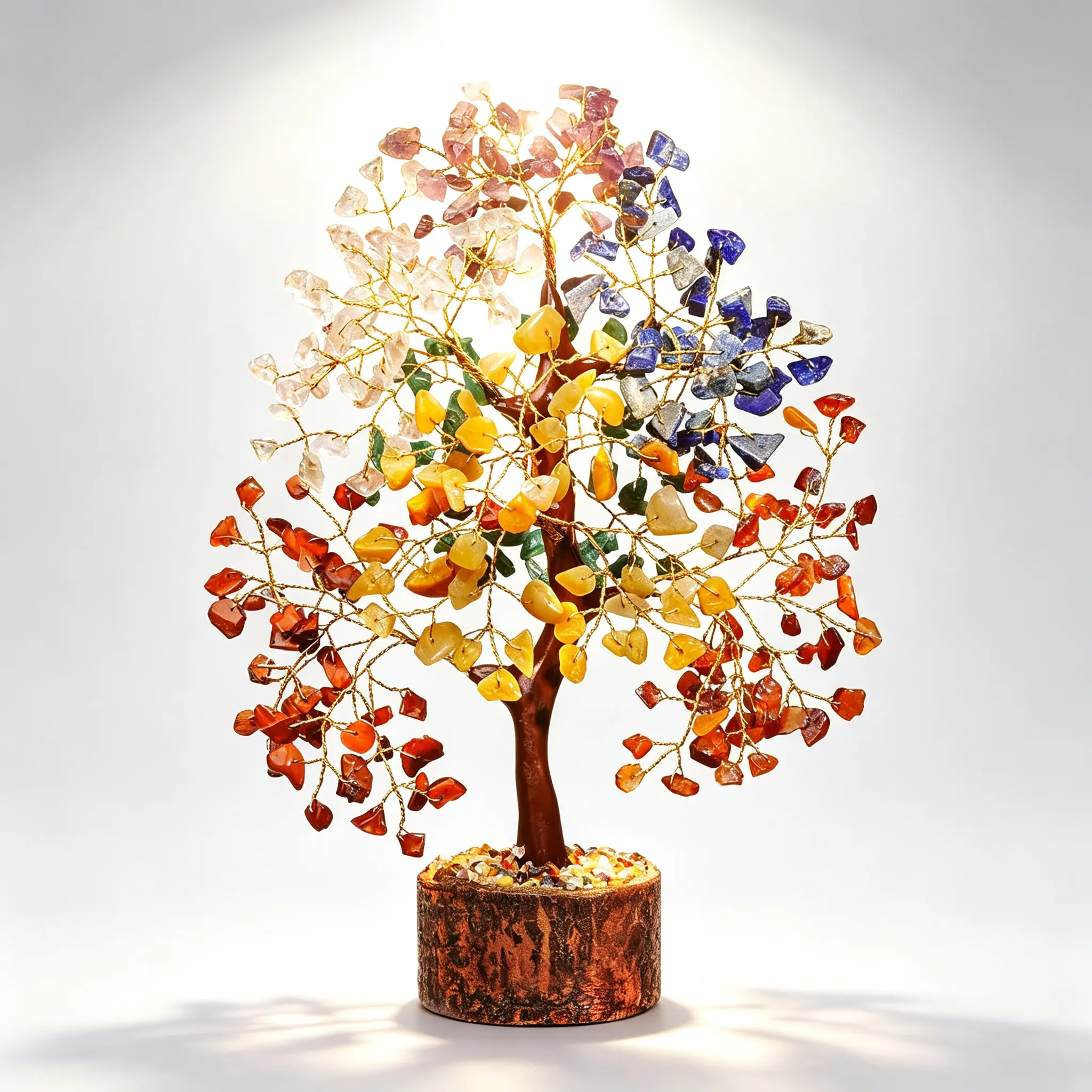 7 Chakra Tree of Life Crystal Ornaments - Handmade Healing Crystal Tree with 7 Chakra Stones, Aesthetic & Eclectic Fengshui Ornaments, Decorative Table/Office Desk Decor, Birthday Gift for Women, Boosts Positivity, Good Luck, Abundance