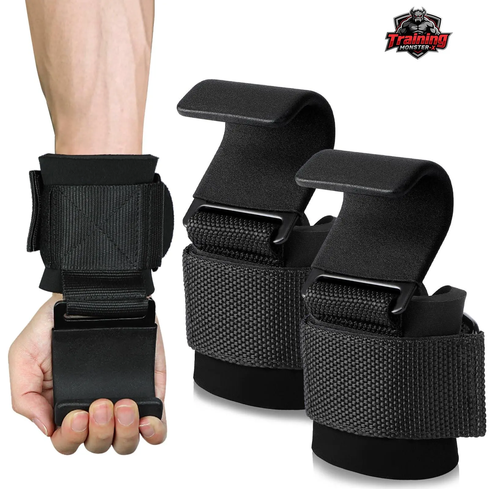 Heavy‑Duty Weight Lifting Hooks & Wrist Straps – Grip Support for Deadlifts, Pull‑Ups, Shrugs – Gym Essential for Men & Women