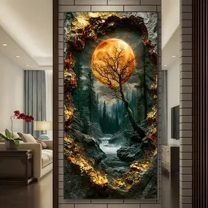 Moon & Tree Pattern DIY Diamond Arts Colorful Painting Kit without Frame, DIY 5D Diamond Arts Colorful Painting Kit, Wall Art Decor for Home Living Room Bedroom, Handicraft