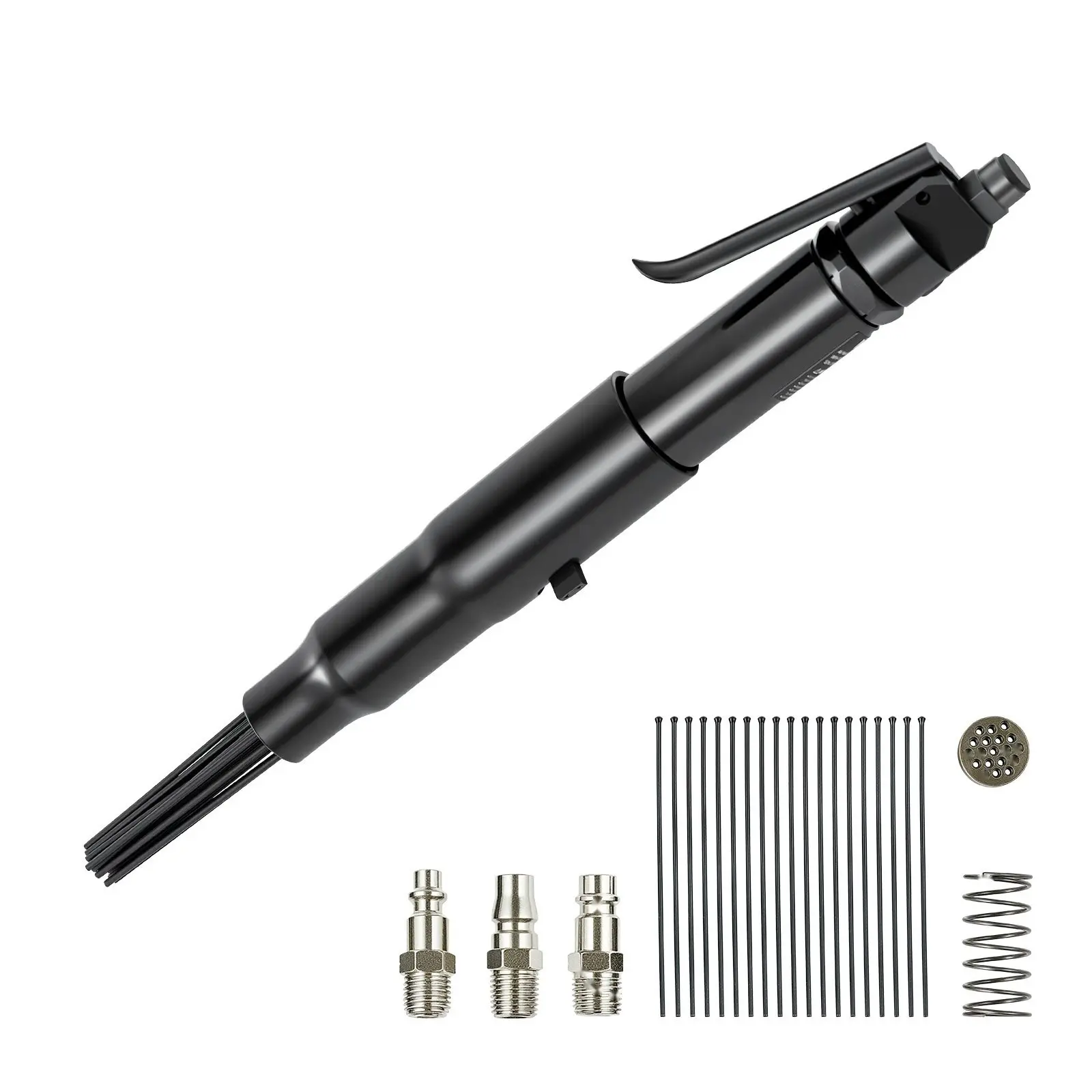 Air Needle Scaler With 3400 BPM Pneumatic Operation For Rust And Paint Removal, Industrial Grade Surface Preparation Tool For Metalworking And Automotive Restoration, Ergonomic Grip, Air Powered