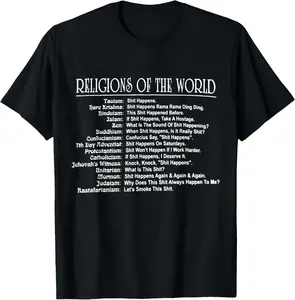 100% Cotton Just for LOLZ Jokes Religions of the World T-Shirt