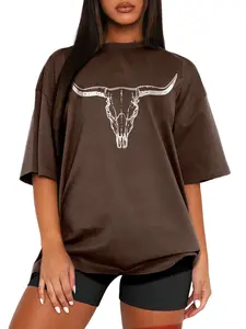 Women's Summer Casual Printed T-Shirt, Fitted Style with Moderate Thickness, Stylish Summer Top for Daily Wear Womenswear