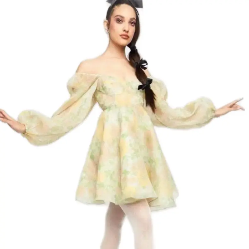 Selkie Princess Retro Dress XL Casual Women's Dress with Long Sleeves and Floral Print - Womenswear