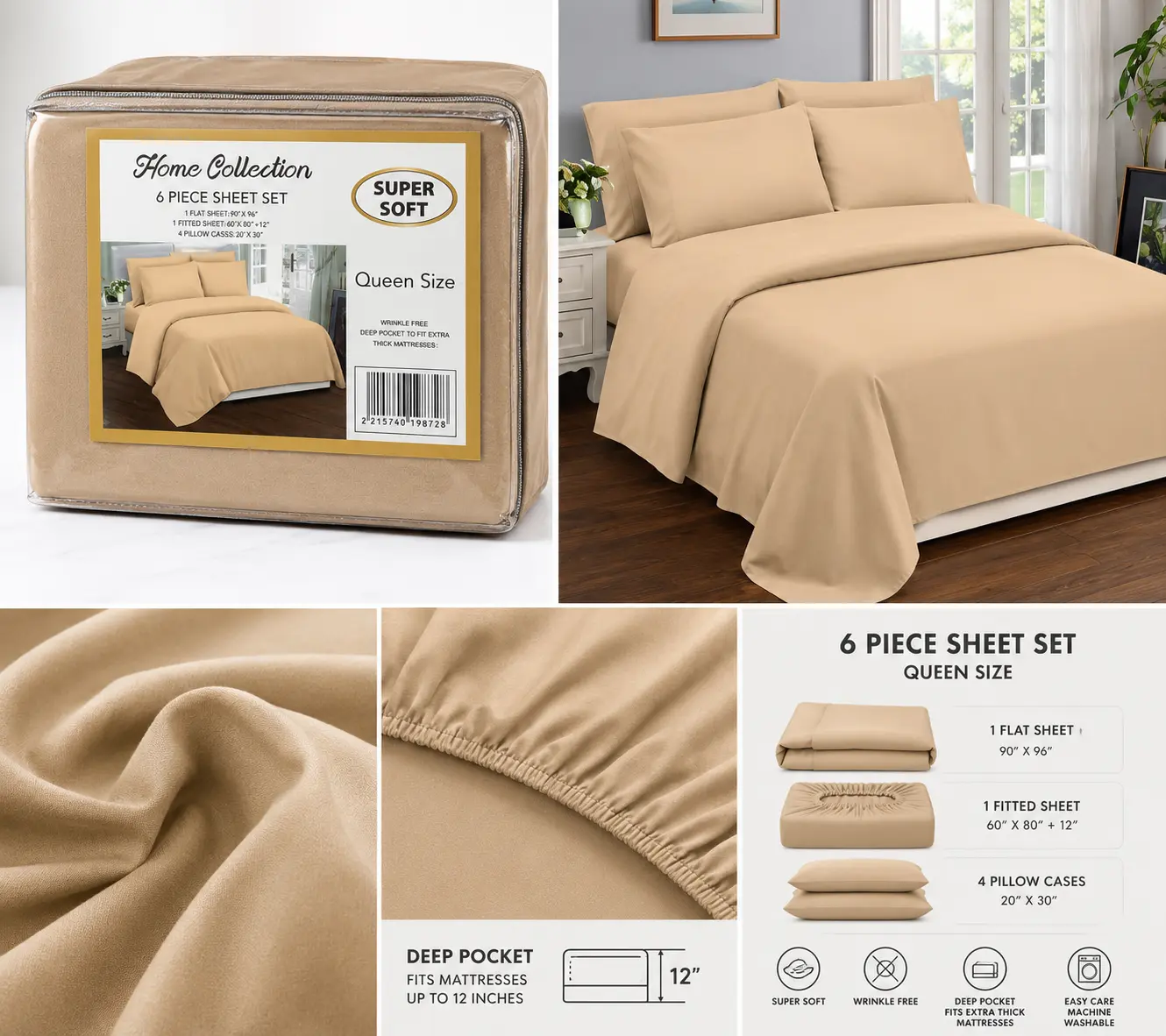 12 pack Bedsheets 6 pcs