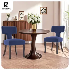 RIMIKINGRIMIKING, Modern T-Back Dining Chair, Cushioned Seat, Ergonomic Side Seating, Durable Fabric Upholstery with Solid Rubberwood Legs and Anti-Slip Feet