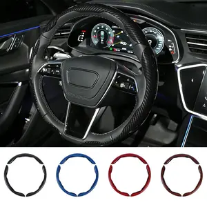 15 Inch Carbon Fiber Steering Wheel Cover, Segmented Non-Slip Steering Wheel Protector, 10 Second Quick Install Car Steering Wheel Wrap, Breathable Wear Resistant Auto Interior Accessories
