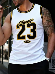 Men's Embroidered Basketball Jersey,Lightweight Jersey,Regular Fit Casual Sleeveless Round Neck Basketball Vest,Chicago #23 Sportswear,Men's Summer Clothes for Training Competition, Sports Top, Gym Workout Tops