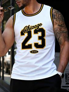Men's Embroidered Basketball Jersey,Lightweight Jersey,Regular Fit Casual Sleeveless Round Neck Basketball Vest,Chicago #23 Sportswear,Men's Summer Clothes for Training Competition, Sports Top, Gym Workout Tops