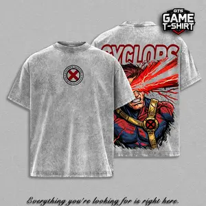 ''Cyclops'' Laser Eye Graphic Tee Vintage Washed Oversized Heavyweight T Shirt | Superhero Streetwear Shirt | Xavier School Large Back Print Graphic Tee | Heavy Cotton Unisex | Gym Pump Cover Gamer Outfit | Gift For ''X Men'' Fans