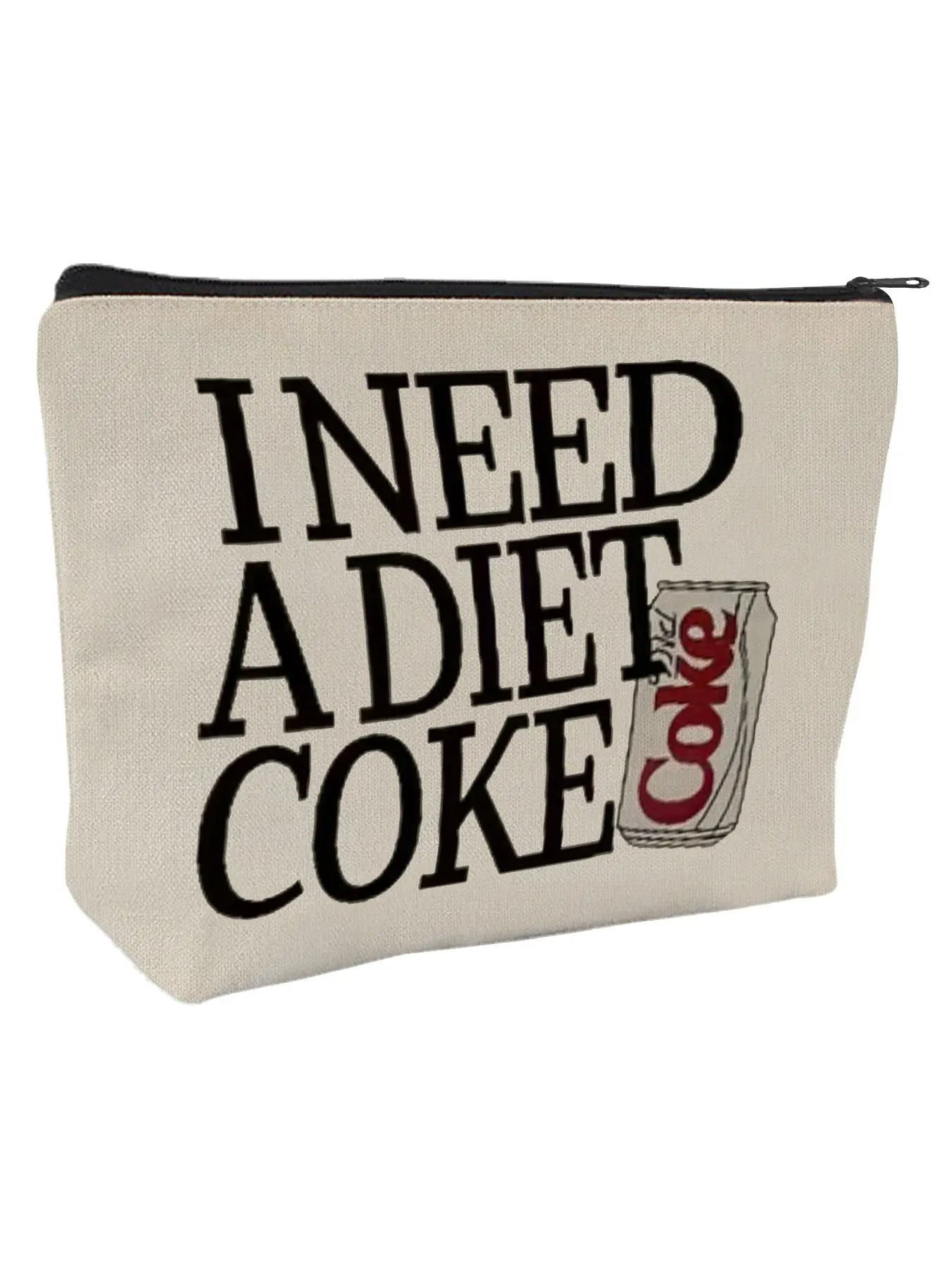 Diet Coke Large Capacity Makeup Bag, Canvas Beauty Bag, Caffeine Lover Pouch for Cosmetic, Travel Essentials and Snacks, Birthday Gift for Her, Bestie and Mom, Pop Culture Accessories