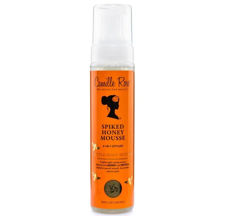 Camille Rose Spiked Honey Mousse – 4-in-1 Hair Styling Mousse with Rice Water for Softness, Strength, Shine, Frizz-Control, 8 Fl Oz