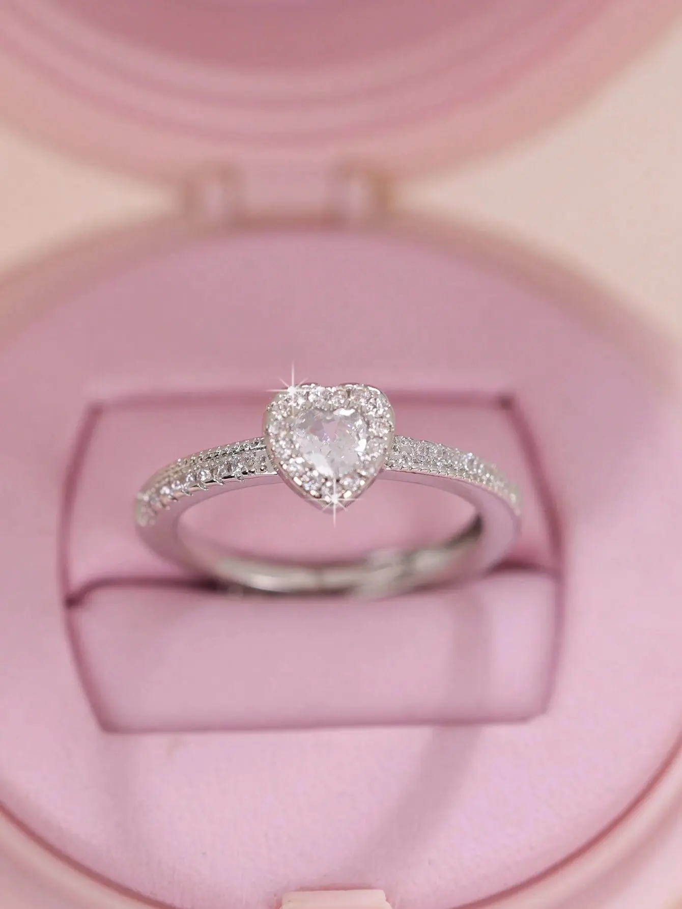 Heart Shaped Zirconia Silver Ring