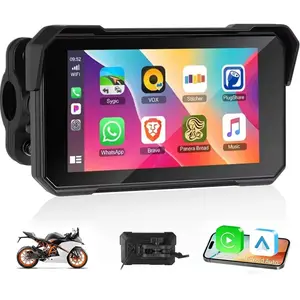 CarPlay Screen for Motorcycle,Portable Wireless Carplay/Android Auto for Motorcycle,5 inch IPS Waterproof Portable Radio GPS Display for Motorbike with Bluetooth,TF Port