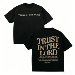 Vintage Washed Oversized Christian T-Shirt "Trust In The Lord Proverbs 3:5-6", Religious Faith Scripture Casual Tee for Men Women