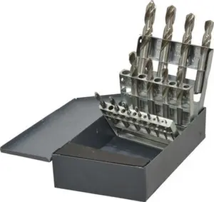 Cleveland Twist Drill 15-Piece High Speed Steel Screw Machine Length Drill Bit Set - 1/16 to 1/2 in, 135° Split Point, Bright Finish, Straight Shank, Series 2330 C70370