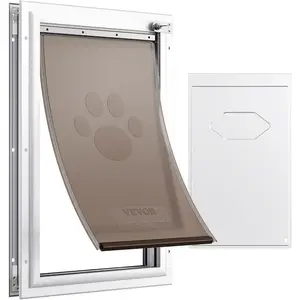 VEVOR Pet Door for Interior and Exterior Doors, Aluminum Frame, Metal Closing Panel and Lock, Strong and Durable Dog Door, Pet Door Suitable for Large Dogs (White - Large)VEVOR Super Brand Day