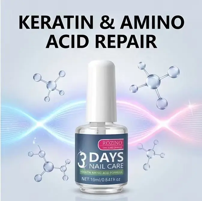 ROZINO 3-Day Nail Care Polish | Intense Keratin & Amino Acid Repair Serum for Damaged, Cracked Nails - Fast Acting Treatment