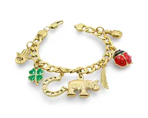 Lucky Charms Bracelet - Stainless Steel Gold Plated with Unique Charms
