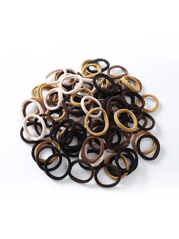 100Pcs Neutral Brown Hair Ties for Women, Soft Seamless Towel Scrunchies, No Crease Elastic Ponytail Holders, High Elastic Non-Slip Hair Bands, Coffee/Beige/Chocolate Tones Hair Accessories