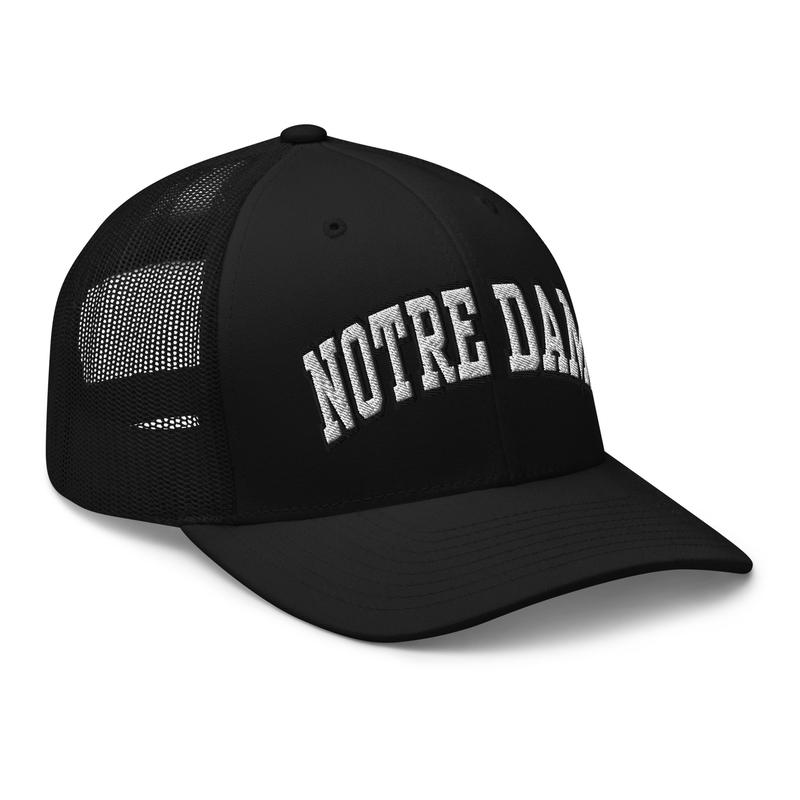 RIVEMUG BW Notre Dame Embroidered Curved Bill Trucker Hat Mid Crown Adjustable Snapback City Cap
