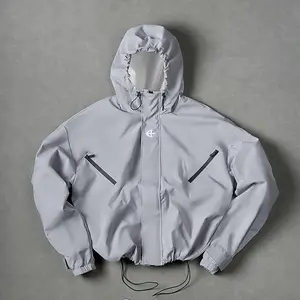 Niche design drawstring hem windproof hooded jacket — mountain outdoor functional lightweight windbreaker  varsity jackets