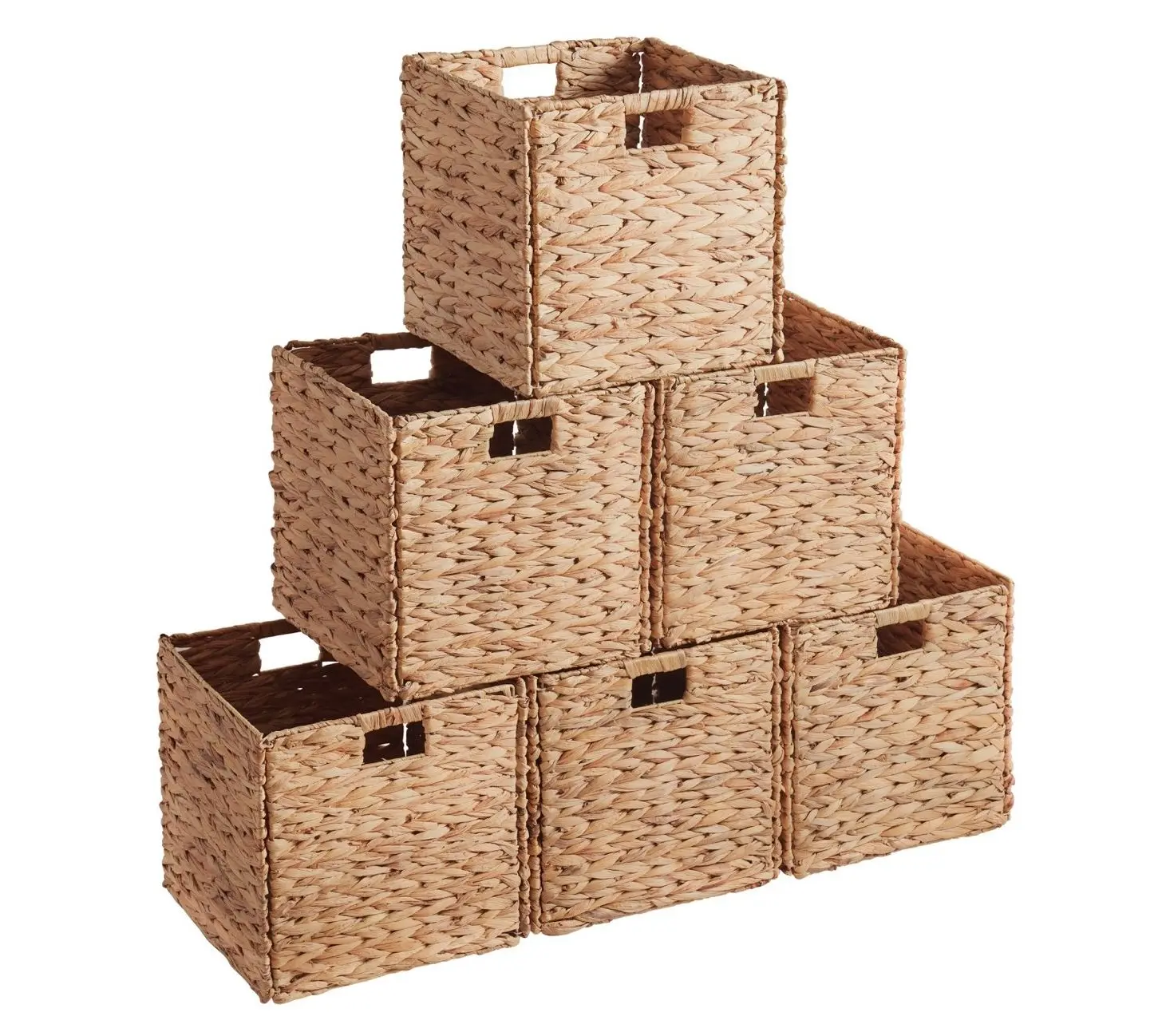 Ornavo Home 6-Pack 10.5in Water Hyacinth Collapsible Basket Ornavo Home 6-Pack 10.5in Water Hyacinth Collapsible Basket