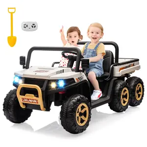 GARVEE 24V 2 Seater Ride On Dump Truck with Parent Remote Control, Electric Dump Bed, Music Player, 4WD Power, 6 Wheels - UTV Style Ride On Truck for Outdoor Fun