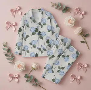 Hydrangea Bloom Pajamas set, gift for her, set for women, Loungewear set women