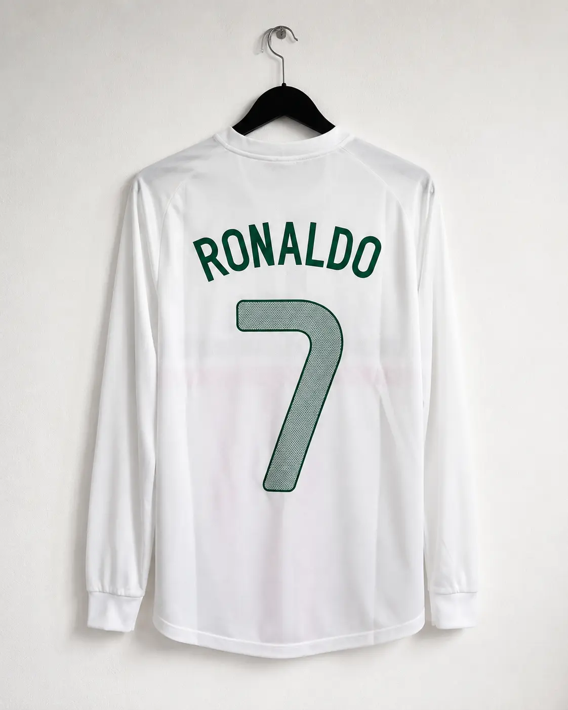 C.R #7 White 2012 Retro Football Jersey – Long Sleeve, Full Logo, Ship 7–15 Days