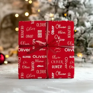 Collage Name Personalized Wrapping Paper, Custom Wrapping Paper, Wrapping Paper for Gifts, Holiday Repeating Name Christmas Wrapping paper