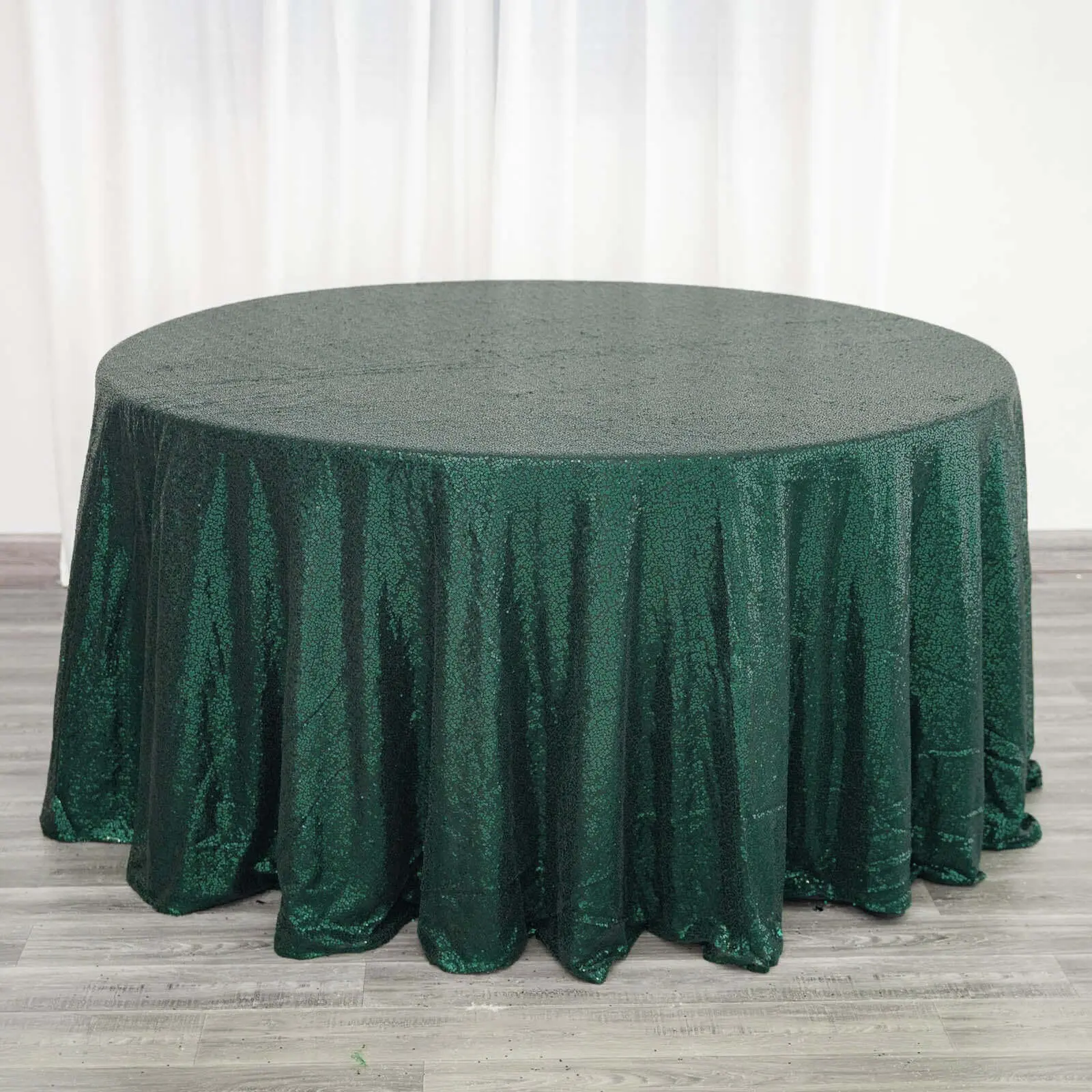 120in Sequin Round Tablecloth, Hunter Emerald Green Seamless Decorative Table Cover for Parties, Anniversaries, Corporate Events, Arches & Any Themed Events, Dry Cleaning Suitable, Decoration, Anniversary