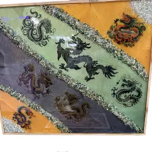 Crystal resin dragon painting