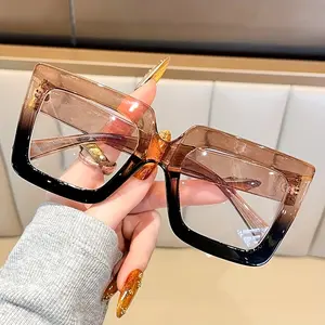 Extra large reading glasses for women, Square Frame Eyeglasses thick square readers with super wide blue light blocking