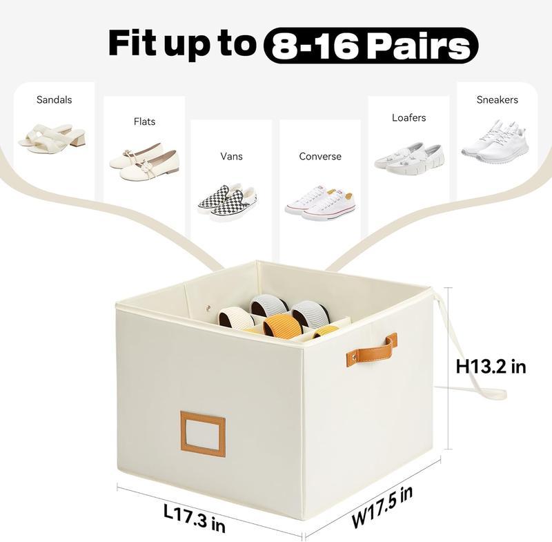 SMART SHOE STORAGE SOLUTION Adjustable Shoe Organizer for Closet Fabric Storage Boxes with Clear Lid Foldable Space-Saving Design Fits 8–32 Pairs Perfect for Bedroom Closet Dorm Back-to-School Season rack