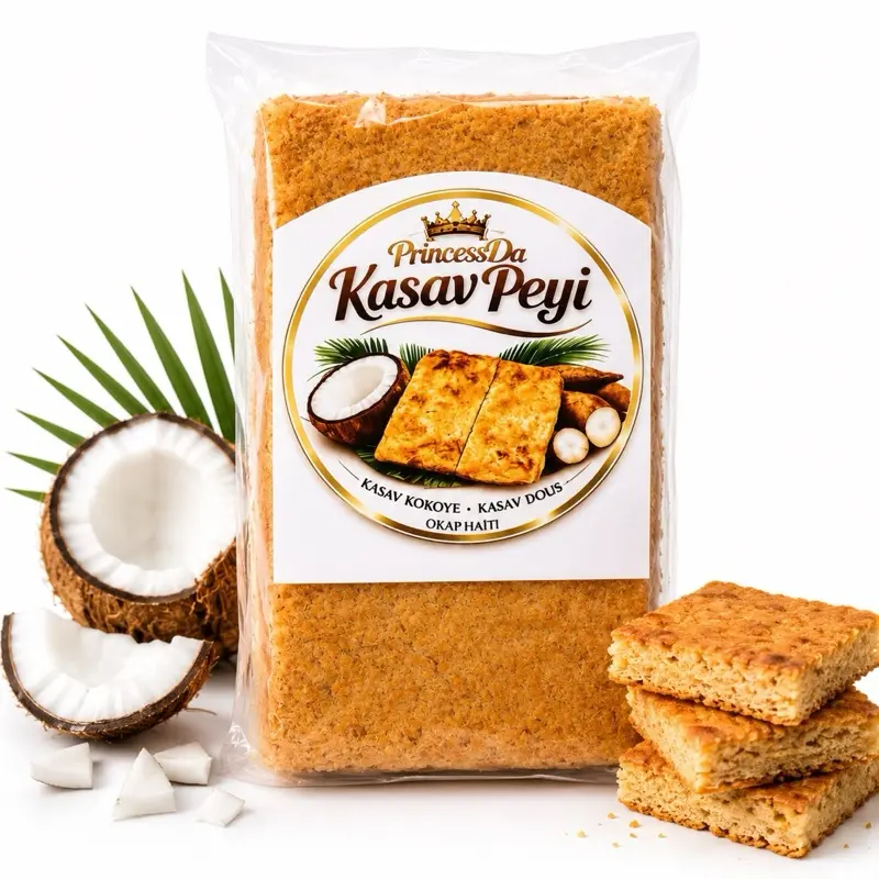 Kasav Peyi – Haitian Cassava Bread with Coconut (Kasav Kokoye)