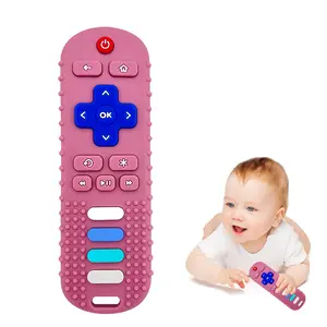 Baby Teething Toys Silicone Remote Control Teether for Babies 3-6-12-18 Months, BPA Free Food Grade Silicone Baby Teether Toy, Freezer Safe Infant Chew Toy for Teething Relief