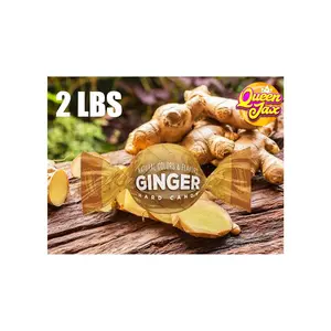 Ginger Candy - 2 LB - Unique Candy Made with Cane Sugar - Healthy Candy - Hard Ginger Candy for Nausea - Spicy Candy - Gluten Free Candy - Ginger Hard Candy Bulk, Anti Nausea Candy - Queen Jax